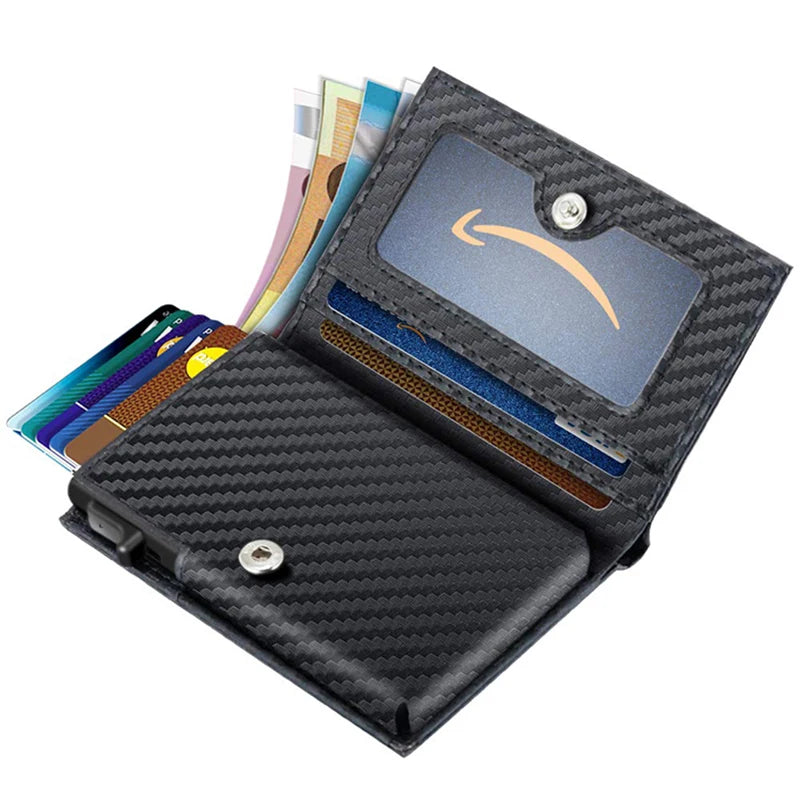 Men’s Genuine Cow Leather Short Wallet – Compact Fashionable Card Holder with Photo Slots