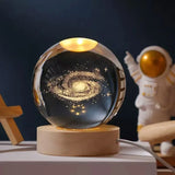 3D Crystal Galaxy Night Light - LED Planetary Lamp for Bedroom Decor