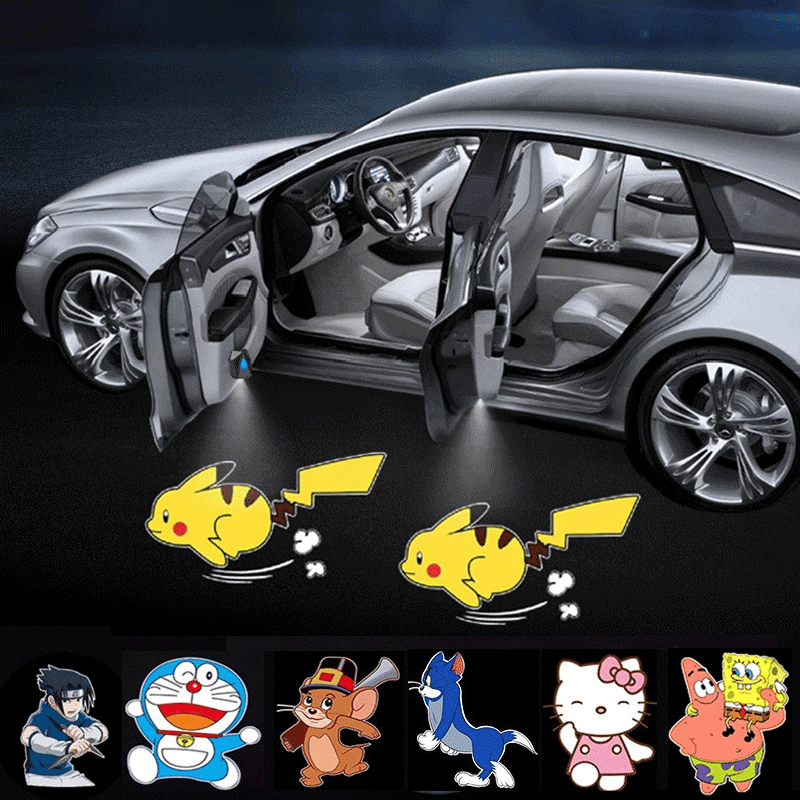 Wireless LED Car Door Projector Light – Cartoon Welcome Logo for All Vehicles
