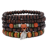 Adjustable Natural Wood Beaded Bracelet – Casual & Sporty Style for Women