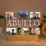 Custom Photo LED Night Light with Text – Personalized Acrylic & Wood USB Lamp