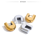 18K Gold-Plated U-Shape Hoop Earrings – Waterproof Stainless Steel Fashion Jewelry for Women