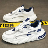 Men's Thick Sole Mesh Sneakers with Breathable Lace-Up Design