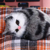 Mini Plush Cat Ornaments - Realistic Lying Position Faux Cats for Home Decor & Gifts
