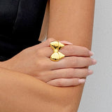 Minimalist 18K Gold Plated Stainless Steel Open Ring – Waterproof, Elegant Statement Jewelry for Women