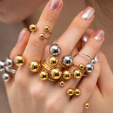 Minimalist Gold Beaded Ring – Adjustable Stainless Steel, Waterproof & Hypoallergenic