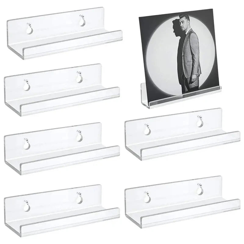 Estante de exhibición de discos de vinilo acrílico montado en la pared: estante de almacenamiento de LP transparente y elegante
