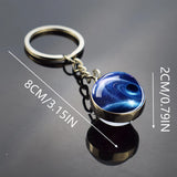 Glow-in-the-Dark Glass Ball Keychain – Trendy Fluorescent Metal Accessory