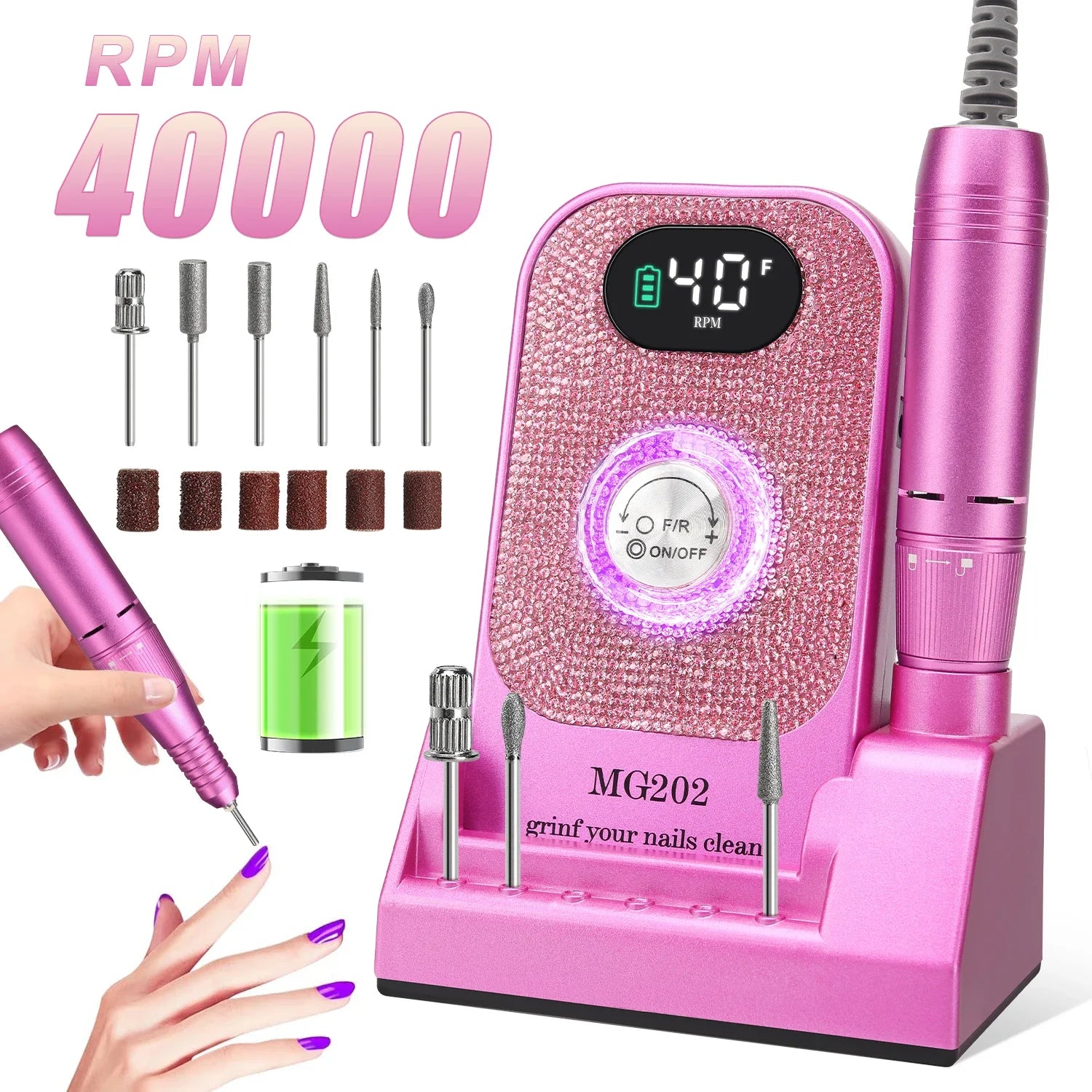 Rechargeable 40000RPM Electric Nail Drill Machine for Acrylic and Gel Nails