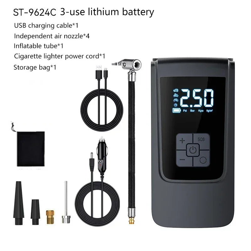 Portable Wireless Car Air Pump with Digital Display & Multi-Mode Inflation