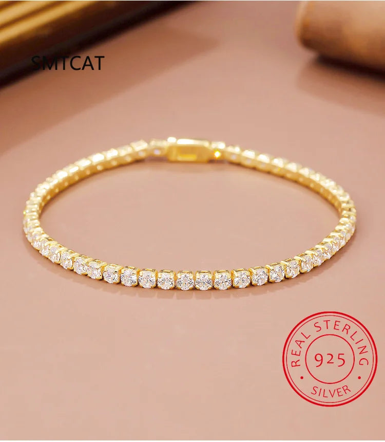 925 Sterling Silver Zircon Charm Bracelet for Women