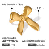 Minimalist 18K Gold Plated Stainless Steel Open Ring – Waterproof, Elegant Statement Jewelry for Women