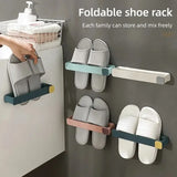 Estante para zapatillas de baño montado en la pared: ahorra espacio, no necesita perforaciones, zapatero de una sola pieza para una fácil organización del baño