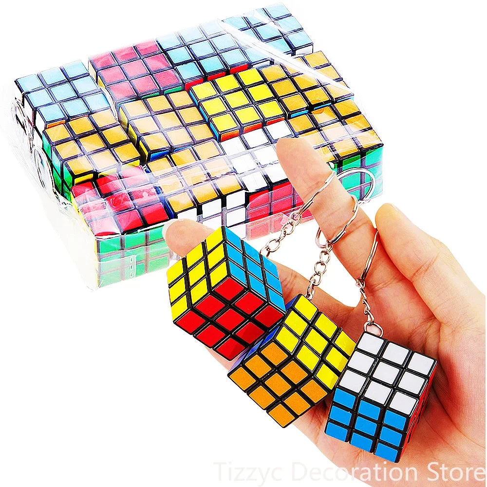 Juego de llaveros con cubo mágico mini 3x3: rompecabezas educativo de 12 piezas y obsequios para fiestas