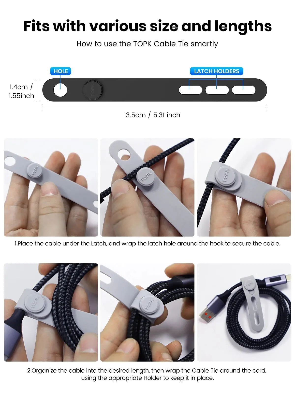 Silicone cable ties – fastening steps, tall crop