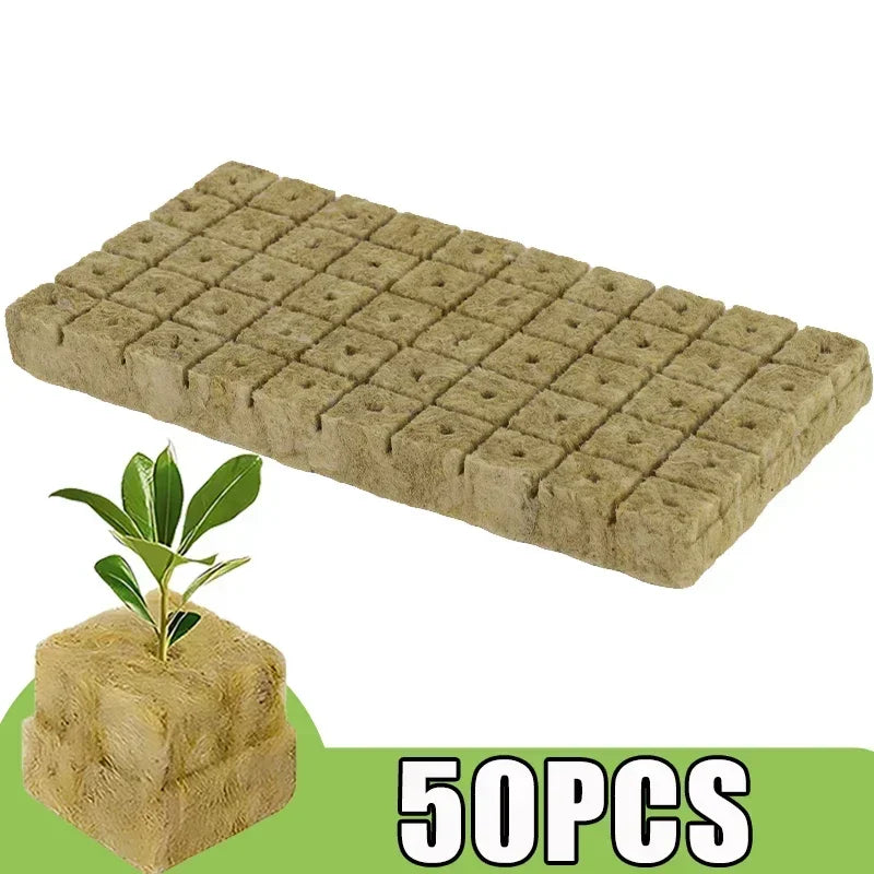 Rockwool Seed Starter Cubes for Hydroponics – Soilless Germination Plugs for Rapid Root Growth