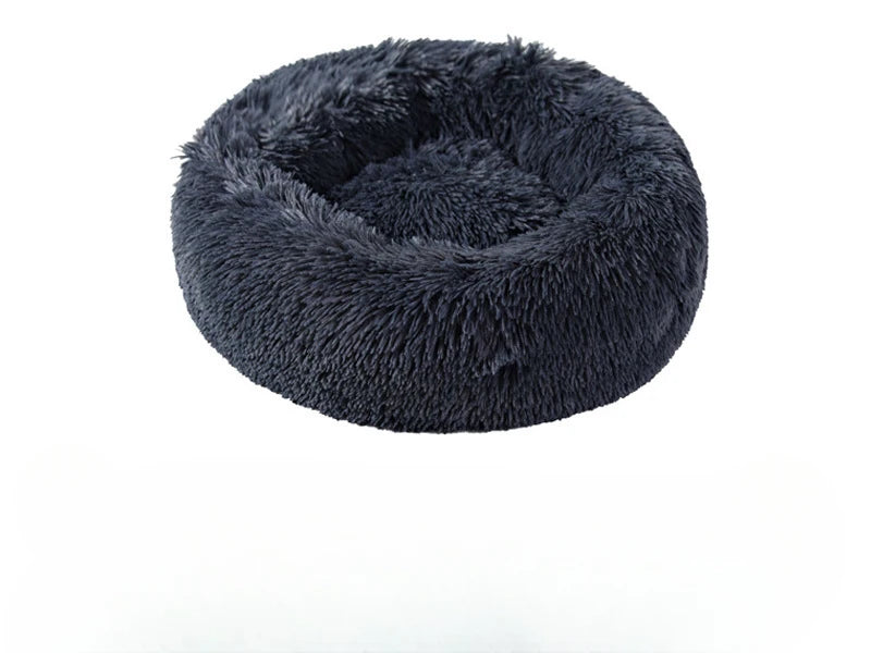 Plush Round Pet Bed - Winter Warm Cat & Dog Nest with Removable Cushion