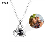 Custom Photo Projection Necklace - Personalized Heart Pendant with Picture Inside