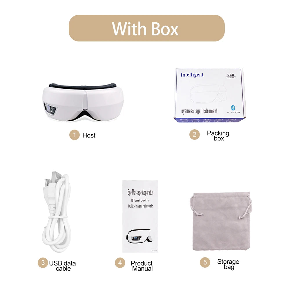 Smart Eye Massager with Heat, Vibration & Bluetooth Music – Foldable Eye Care Device for Fatigue Relief & Relaxation