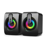 Compact Stereo Computer Speaker with LED Lights and 3.5mm AUX for PC and MacBook
