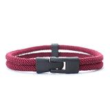 Nueva pulsera de hilo rojo de la suerte para hombre, pulsera de cadena de cordón de nailon de dos capas, accesorios geniales para motociclistas, regalo para novio Erkek Bileklik