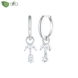 Sterling Silver Zircon Hoop Earrings for Women – Elegant Star & Heart Design