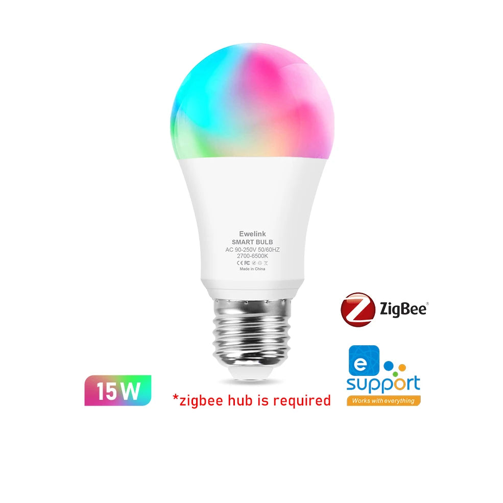Smart WiFi & Zigbee LED Light Bulb | RGB + Warm & Cool White | E27/E14/GU10 | Alexa & Google Home Compatible