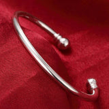 925 Sterling Silver Open Cuff Bracelet for Women - Trendy Adjustable Bangle Jewelry