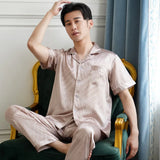 Luxury Men's Paisley Pajama Set - Soft Imitation Silk Full Sleeve Sleepwear with Elastic Waist