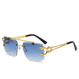 Gafas de sol cuadradas de lujo sin montura: moda de diseño vintage para hombres y mujeres