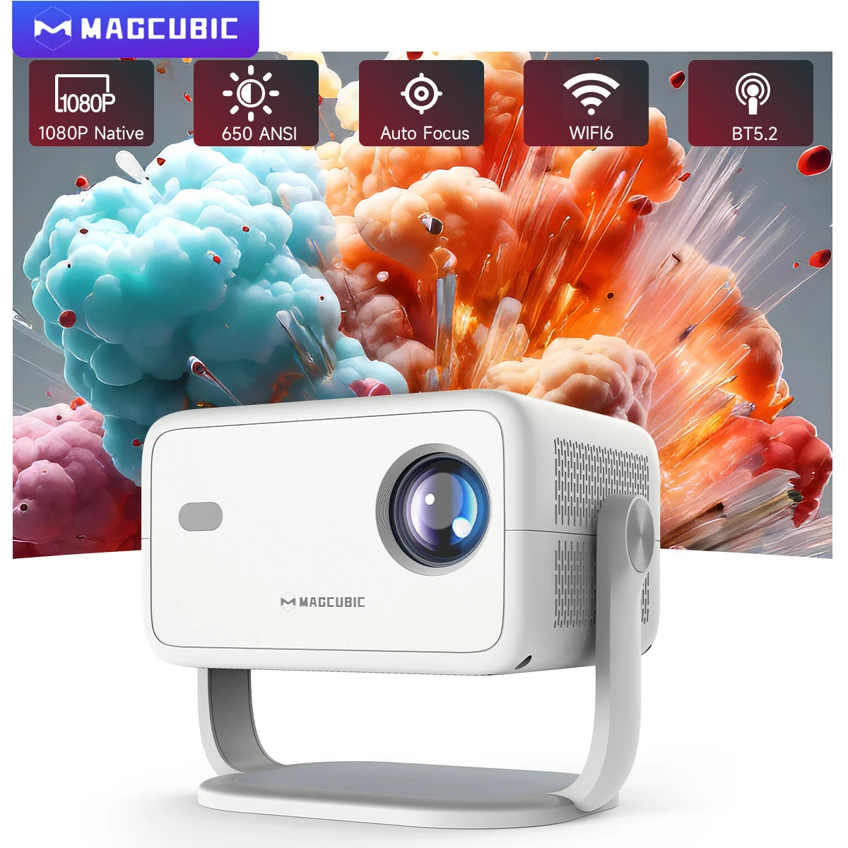 4K Native Portable Projector with Auto Focus & 650ANSI - Android 11 Home Cinema
