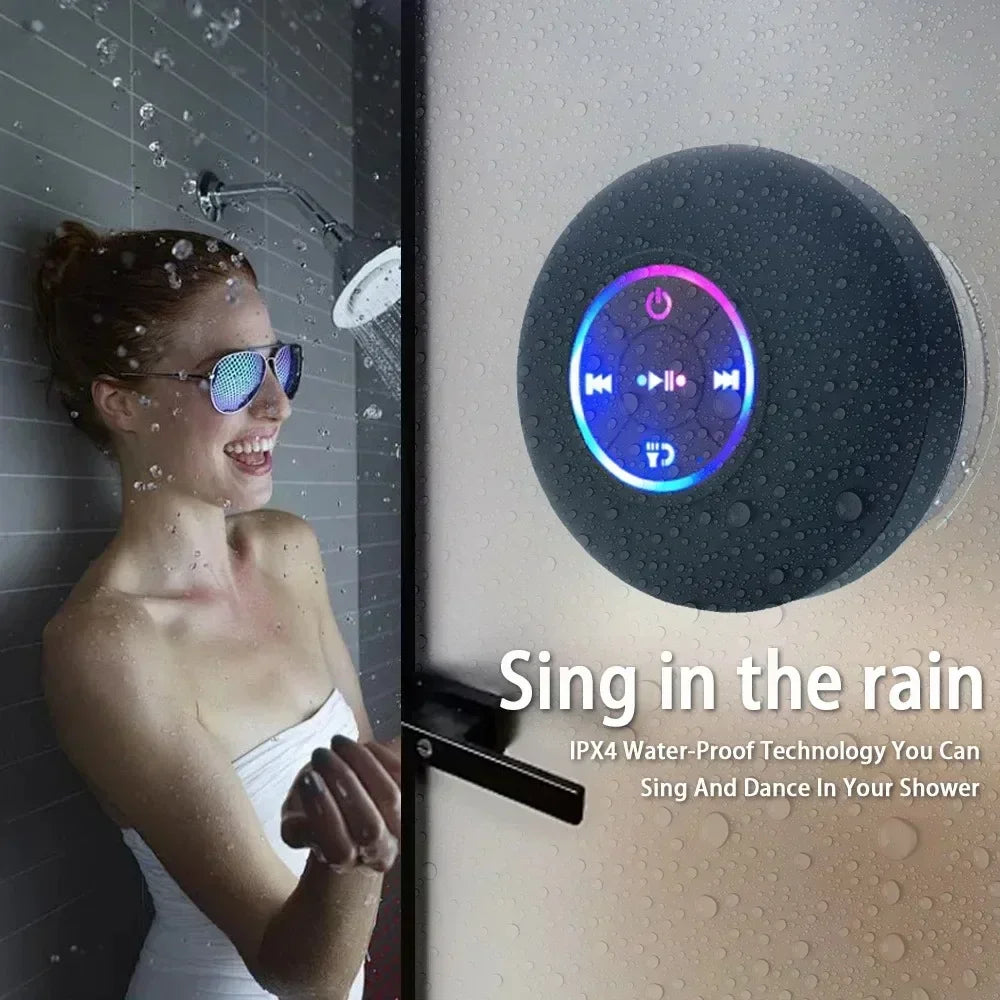 Waterproof Bluetooth Shower Speaker with Suction Cup – Portable Mini Subwoofer for Bathroom, Pool & Travel