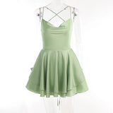 Sexy Satin Halter Dress - Elegant A-Line Mini Club Dress for Women