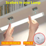 Luz nocturna LED con sensor de movimiento: lámpara inalámbrica recargable para gabinetes y escaleras