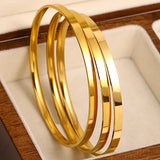 Minimalist Gold Stainless Steel Bangle Bracelet Set for Women