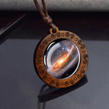 Vintage Wooden Round Pendant Necklace – Adjustable Rope Chain for Men & Women