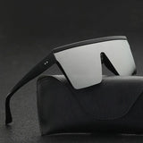 Vintage Flat Top Sunglasses – Black Square UV400 Gradient Shades for Men & Women