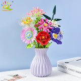 3D Flower Building Blocks – Sunflower & Rose Bouquet Bricks Kit for DIY Home Decor, Educational Toys for Kids and Adults