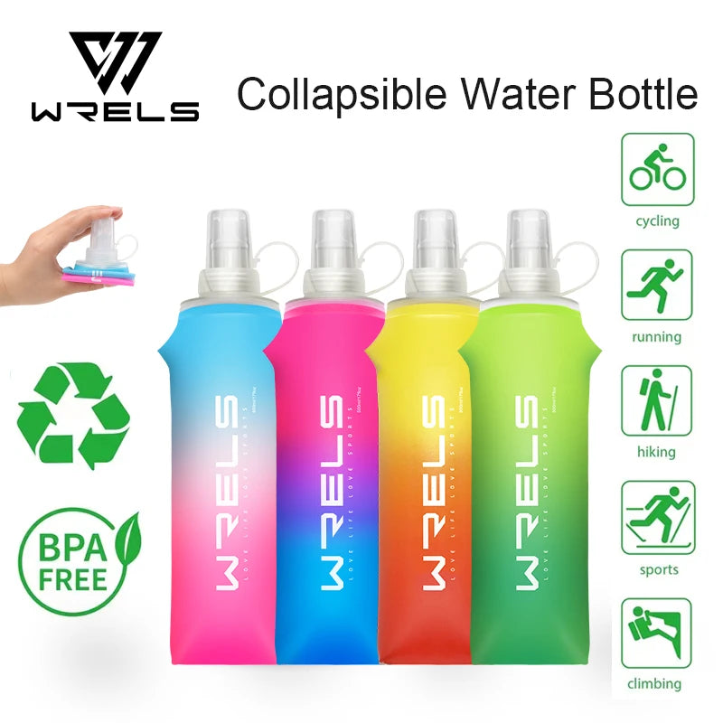 Botella de agua plegable para deportes al aire libre: portátil, apta para uso alimentario, a prueba de fugas para correr, hacer senderismo y andar en bicicleta