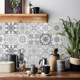 12 pegatinas para azulejos marroquíes grises: vinilos impermeables para pared, despegables y pegables, para cocina y baño 