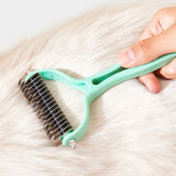 Double-Sided Pet Grooming Brush - Stainless Steel Fur Knot Remover for Cats & Dogs