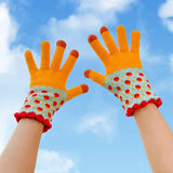 Floral Knit Touchscreen Gloves – Vintage Style Winter Gloves for Women with Windproof Warmth