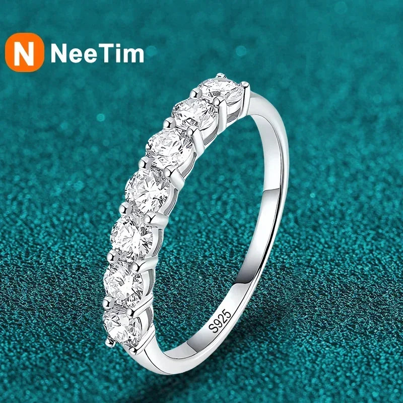 D Color Moissanite Wedding Band – 925 Sterling Silver Eternity Ring with GRA Certificate