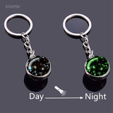 Glow-in-the-Dark Glass Ball Keychain – Trendy Fluorescent Metal Accessory
