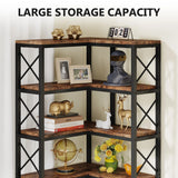 7-Tier Industrial Corner Bookshelf – Space-Saving Storage & Display Rack