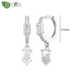 Sterling Silver Zircon Hoop Earrings for Women – Elegant Star & Heart Design