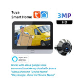 Cámara de puerta con mirilla WiFi Tuya con detección de movimiento y visión nocturna: visor de puerta con video inalámbrico de 3 MP