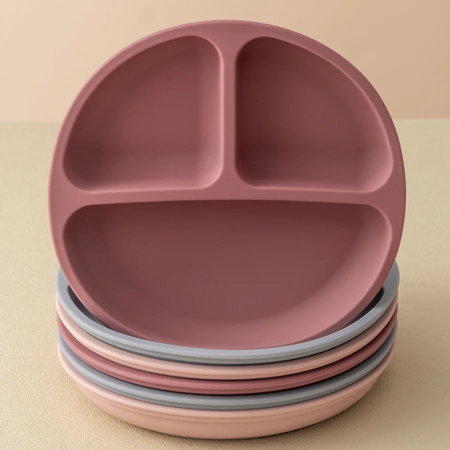 Plato de silicona con ventosa para bebés: plato para comer para niños pequeños sin BPA para una hora de comer segura y sin ensuciar