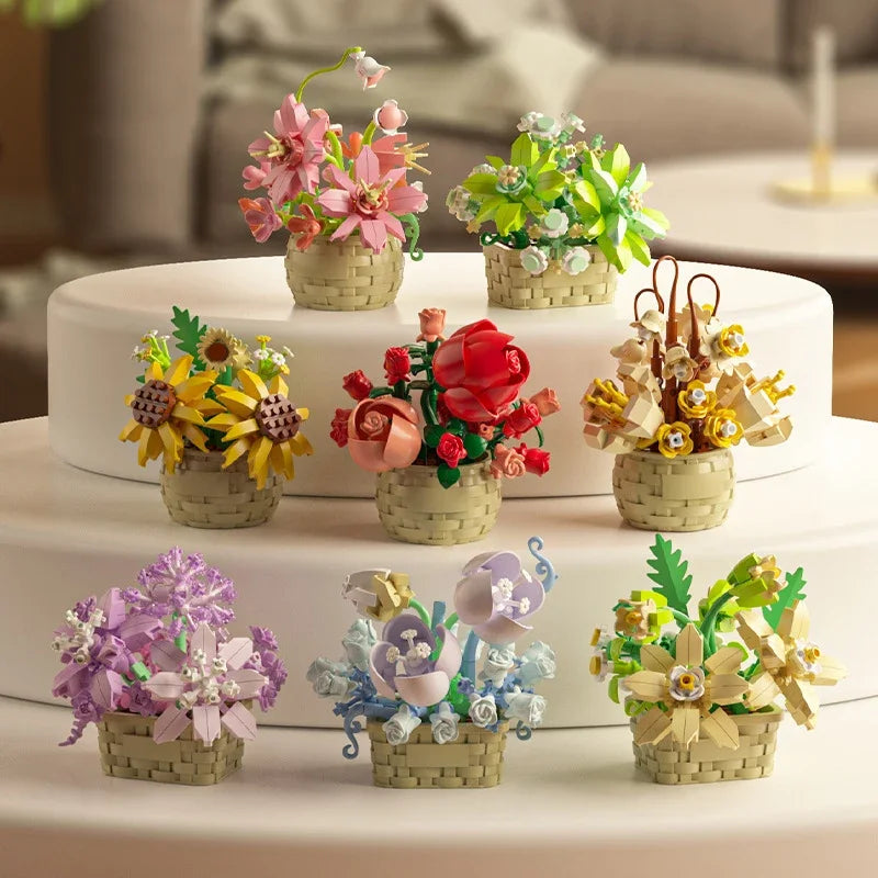 DIY Flower Building Blocks Kit – Creative Bonsai Plants for Kids & Adults
