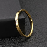 Minimalist Titanium Steel Round Zircon Ring – Elegant Stainless Steel Jewelry for Women